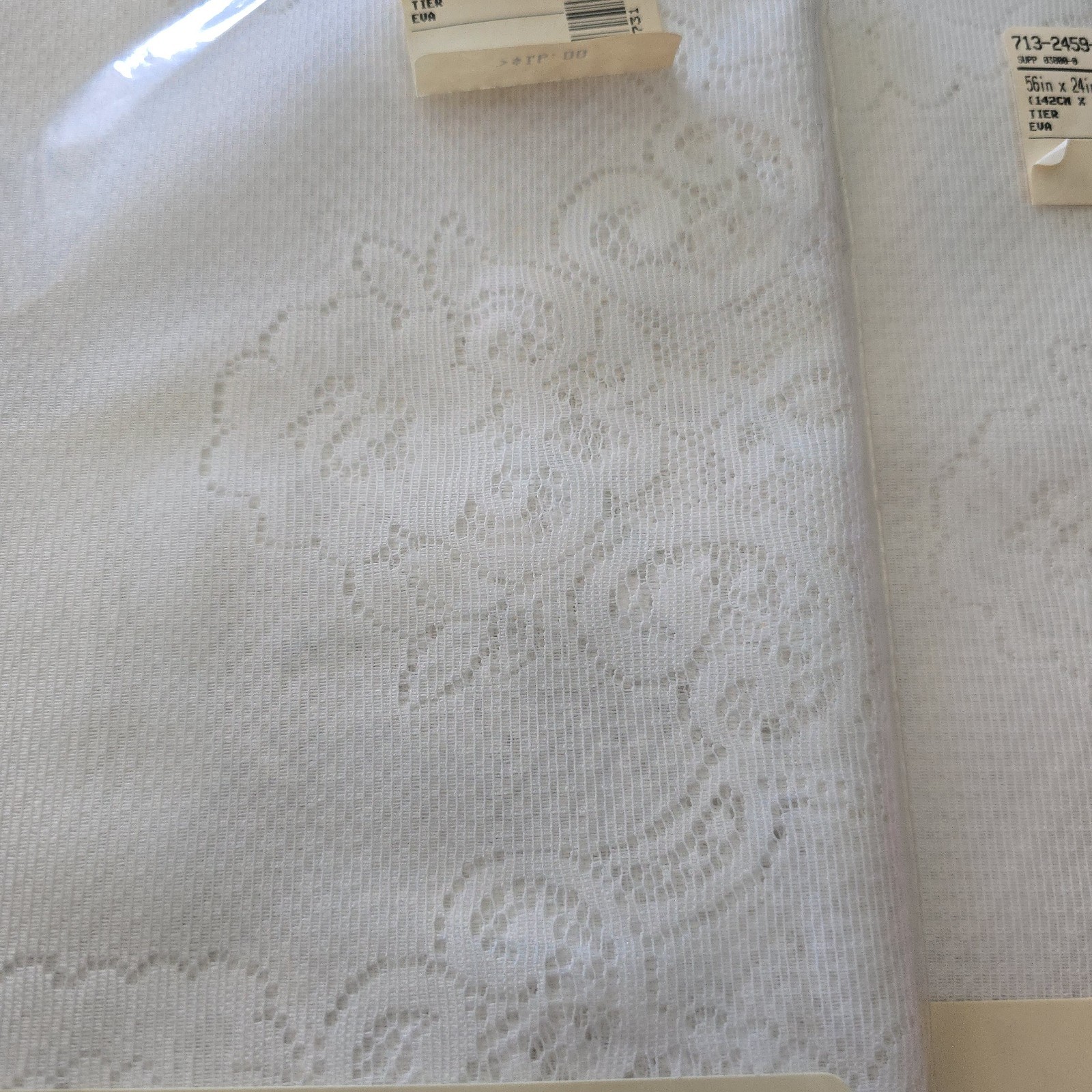 Lot of 2 NOS Vintage Elizabeth Gray Eva Tier Curtain White Lace 56×24”