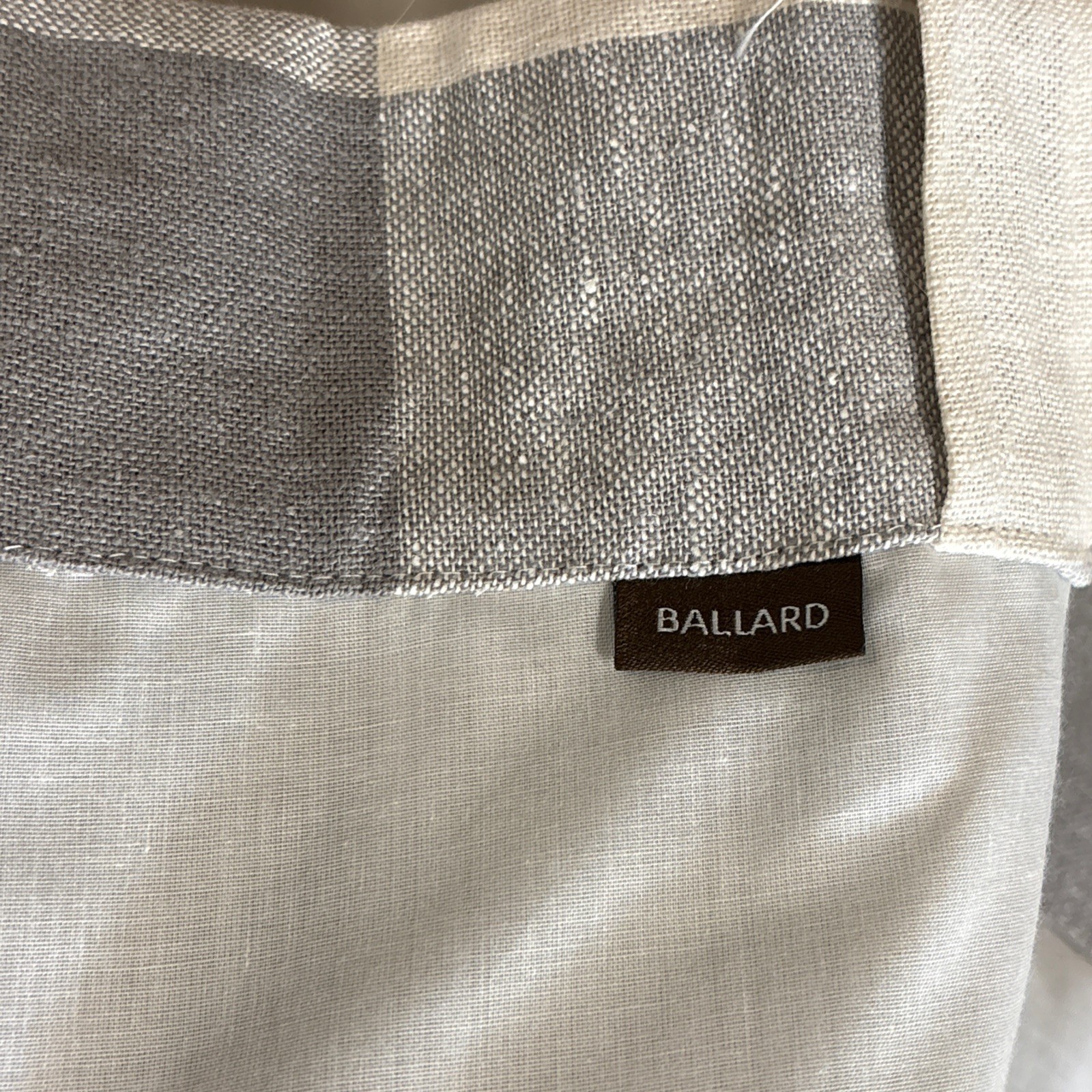 Ballard Designs Drapery Panels Buffalo Check Gray Cream Linen Cotton 52” X 96”