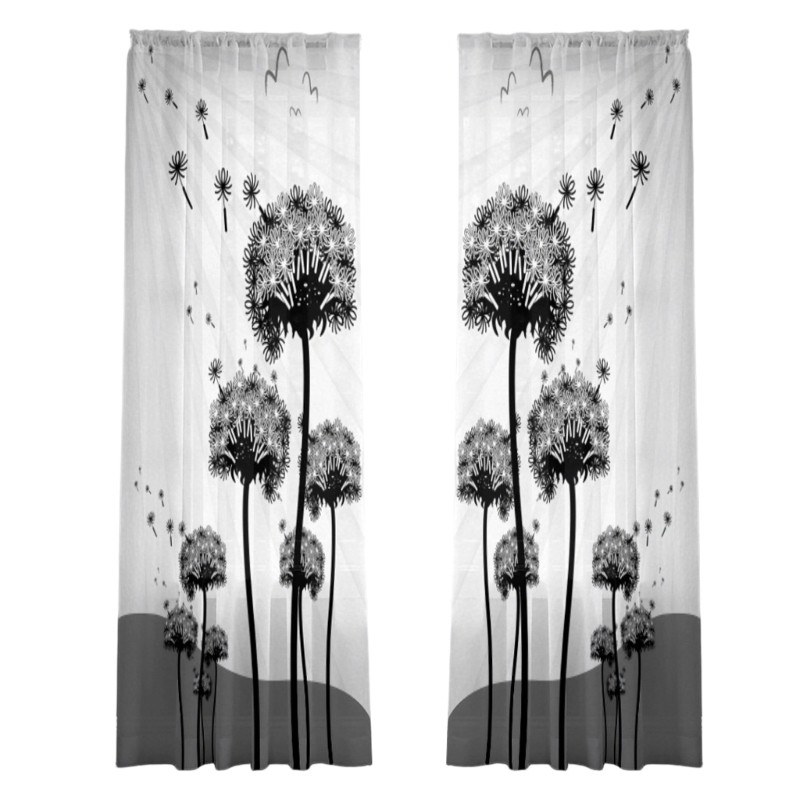 Stylish Foliages Print Privacy Window Panel For Bedroom 7 Color Addition