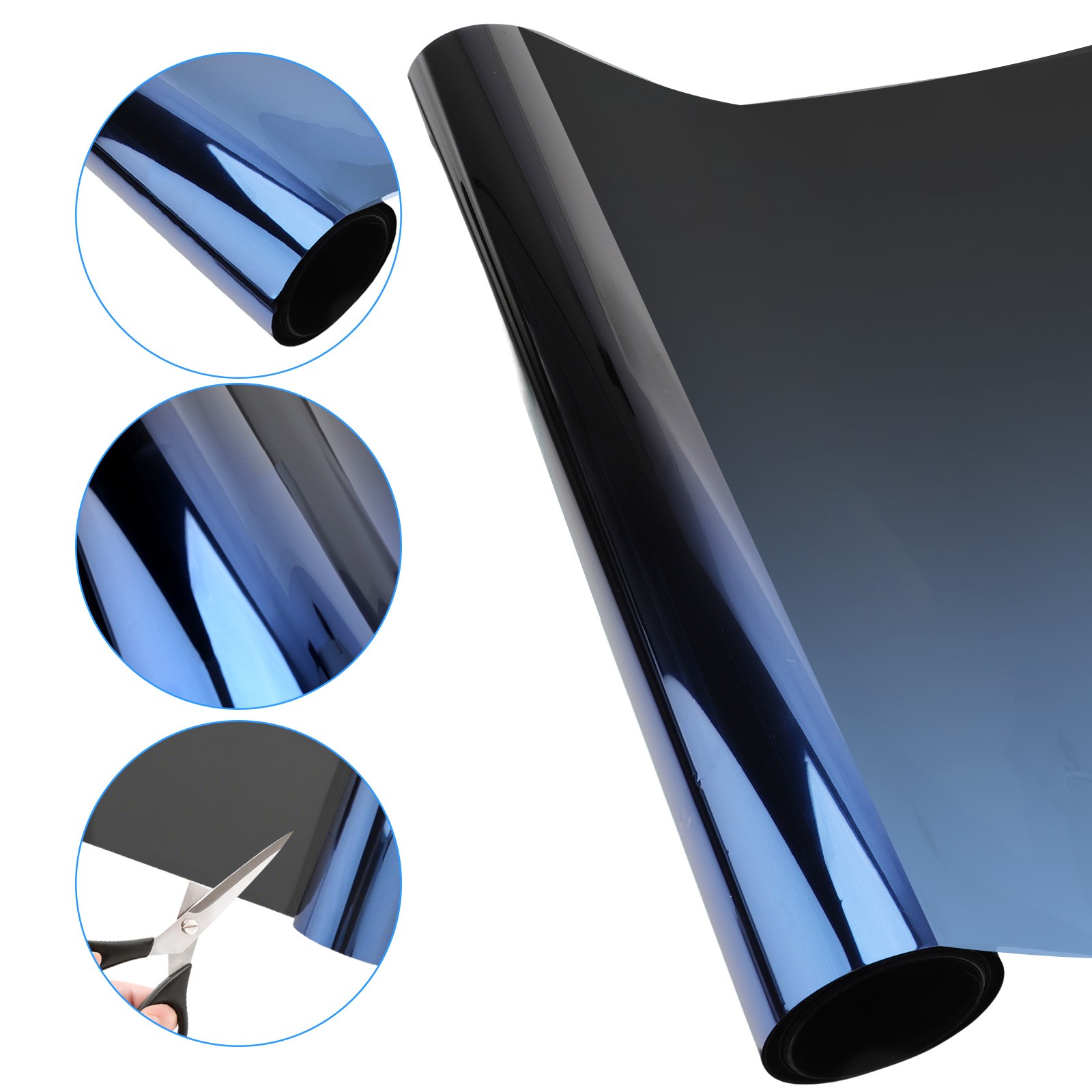 1PC PET Car Window Tint UV Blocking Gradient Privacy Film, Anti-Scratch 50×300cm