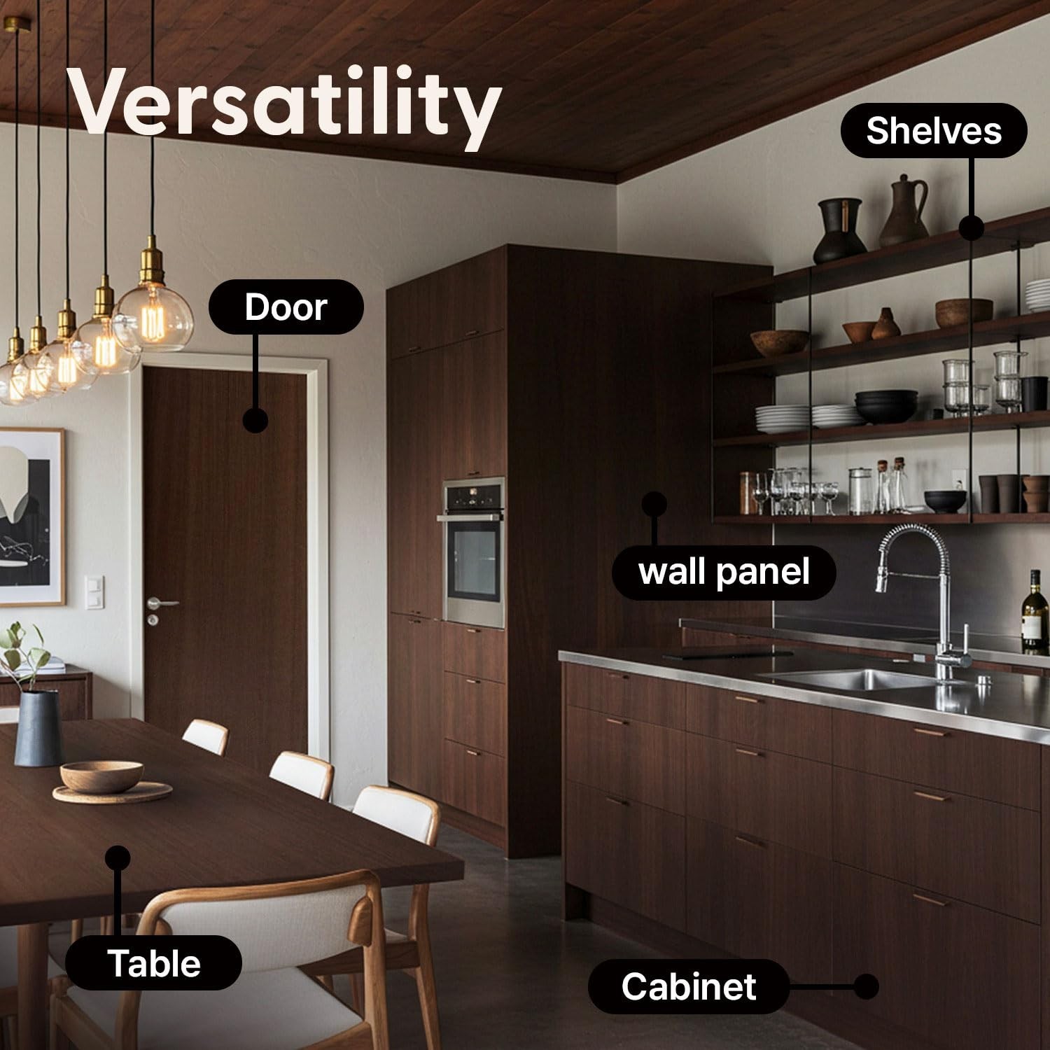 Dark Brown Wood Contact Paper, 17.3″ x 118″ Peel and Stick Waterproof Wallpap…