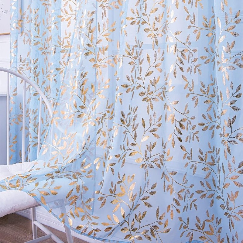 Luxury Sheer Curtains Botanical Pattern Semi Sheer Window Drapes 2 Panels New