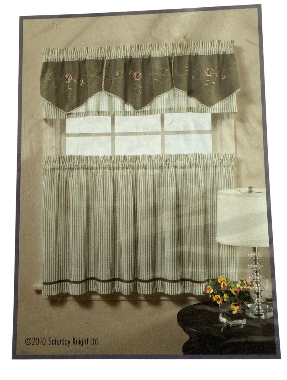 Saturday Knight Birchfield Kitchen Valance & Tier Curtains Set – Chambray Tan