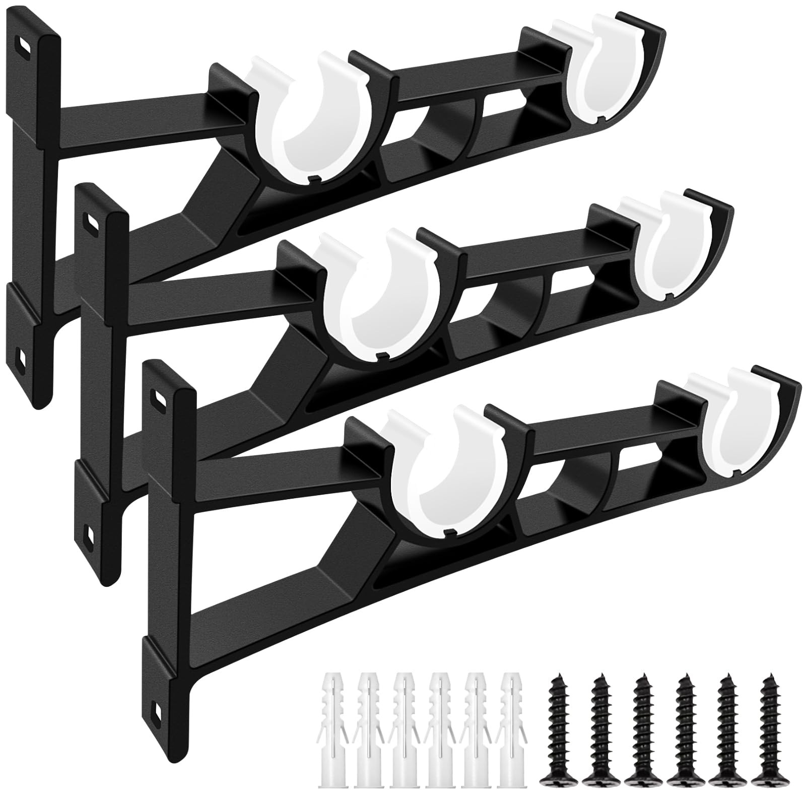 Curtain Rod Bracket, 3 Pack Double Curtain Rod Brackets, Heavy Duty Drapery Hold