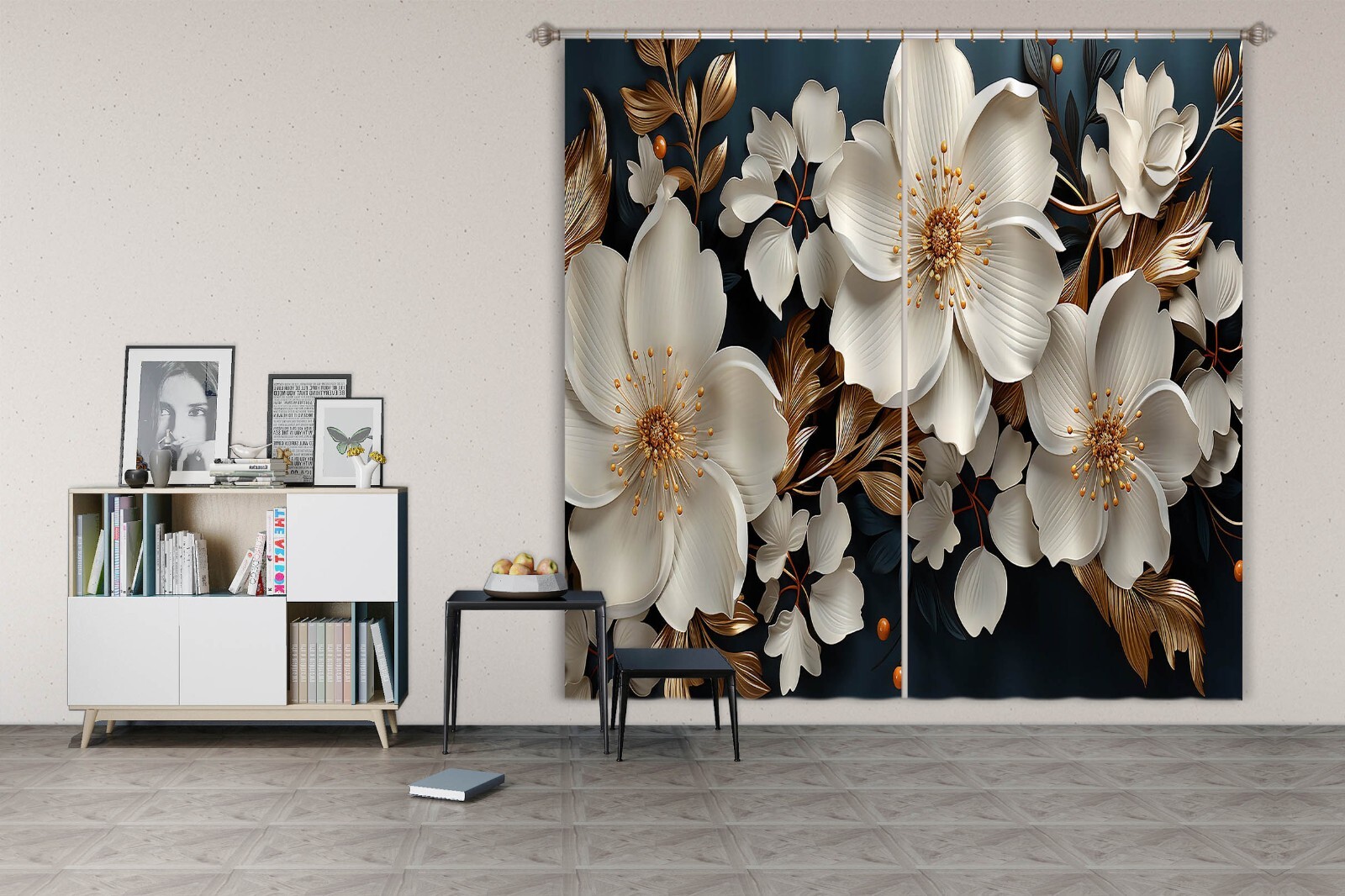 3D White Stamens K2286 Window Photo Curtain Printing Fabric Panda 2023