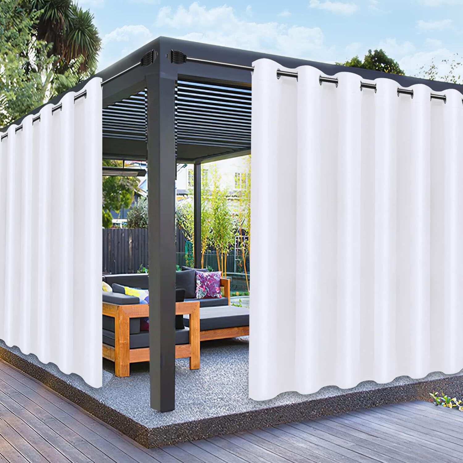 1x 2x Extra Wide Waterproof Outdoor Curtains for Patio Gazebo Blackout Drapes