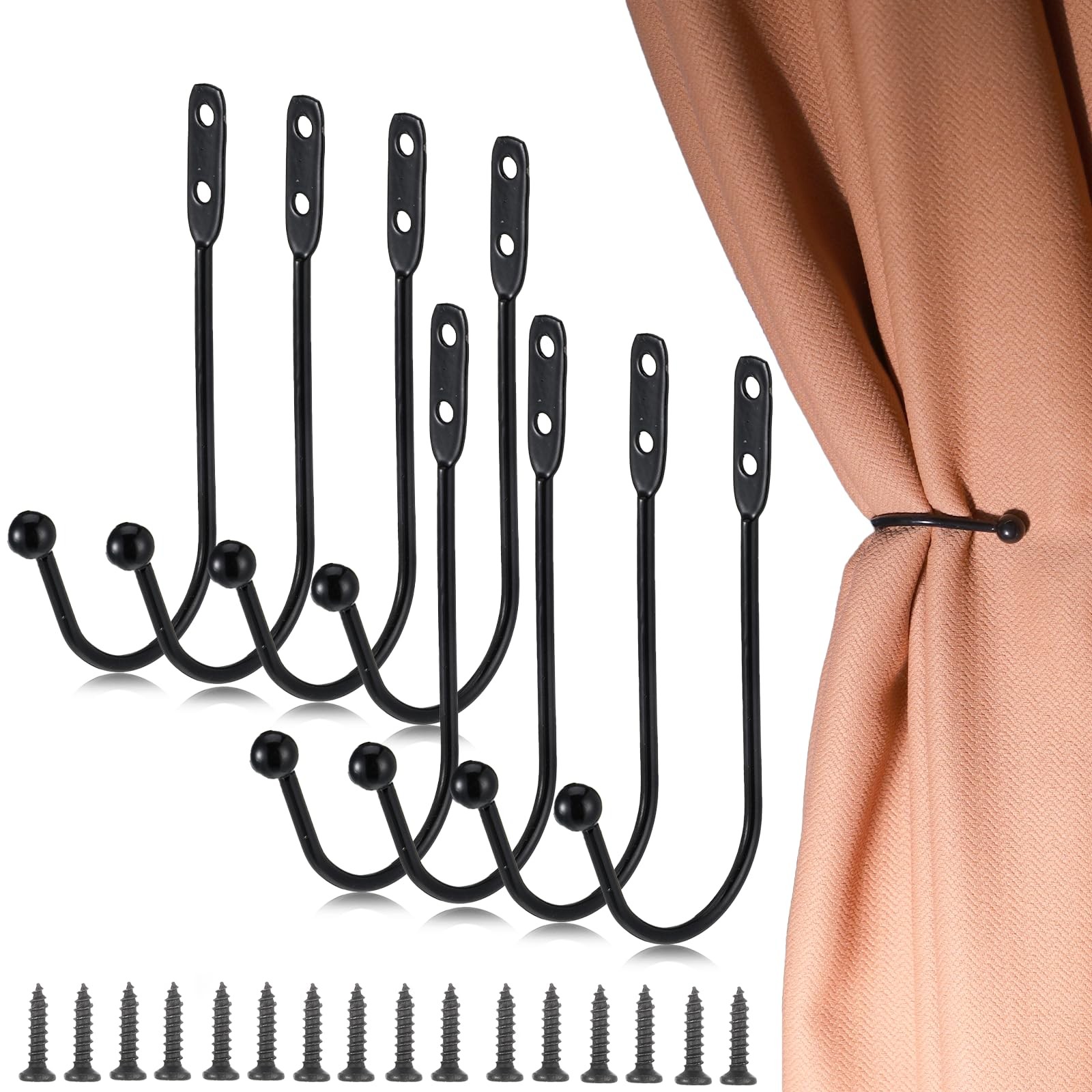 Curtain Tie Backs Metal Wall Mounted Decorative Holdbacks, for Drapes Wall