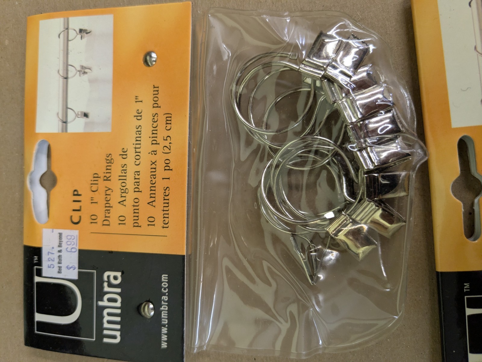 Umbra Loft 1″ Clip Drapery Rings – 2 Bags 10 Pcs Each Chrome