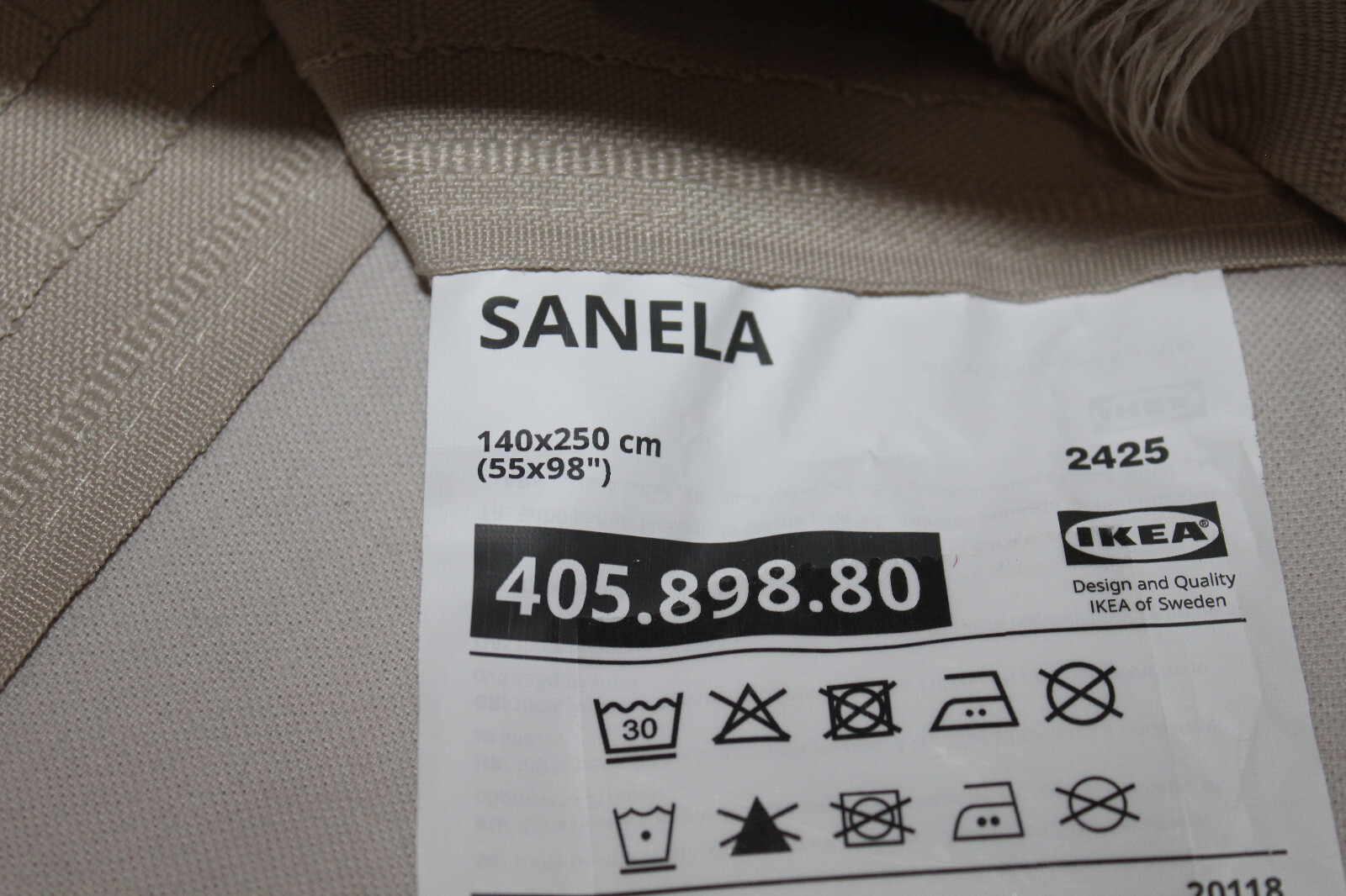 IKEA SANELA PANEL CURTAINS 1 PAIR 100% COTTON VELVET LIGHT BEIGE 55″x98″