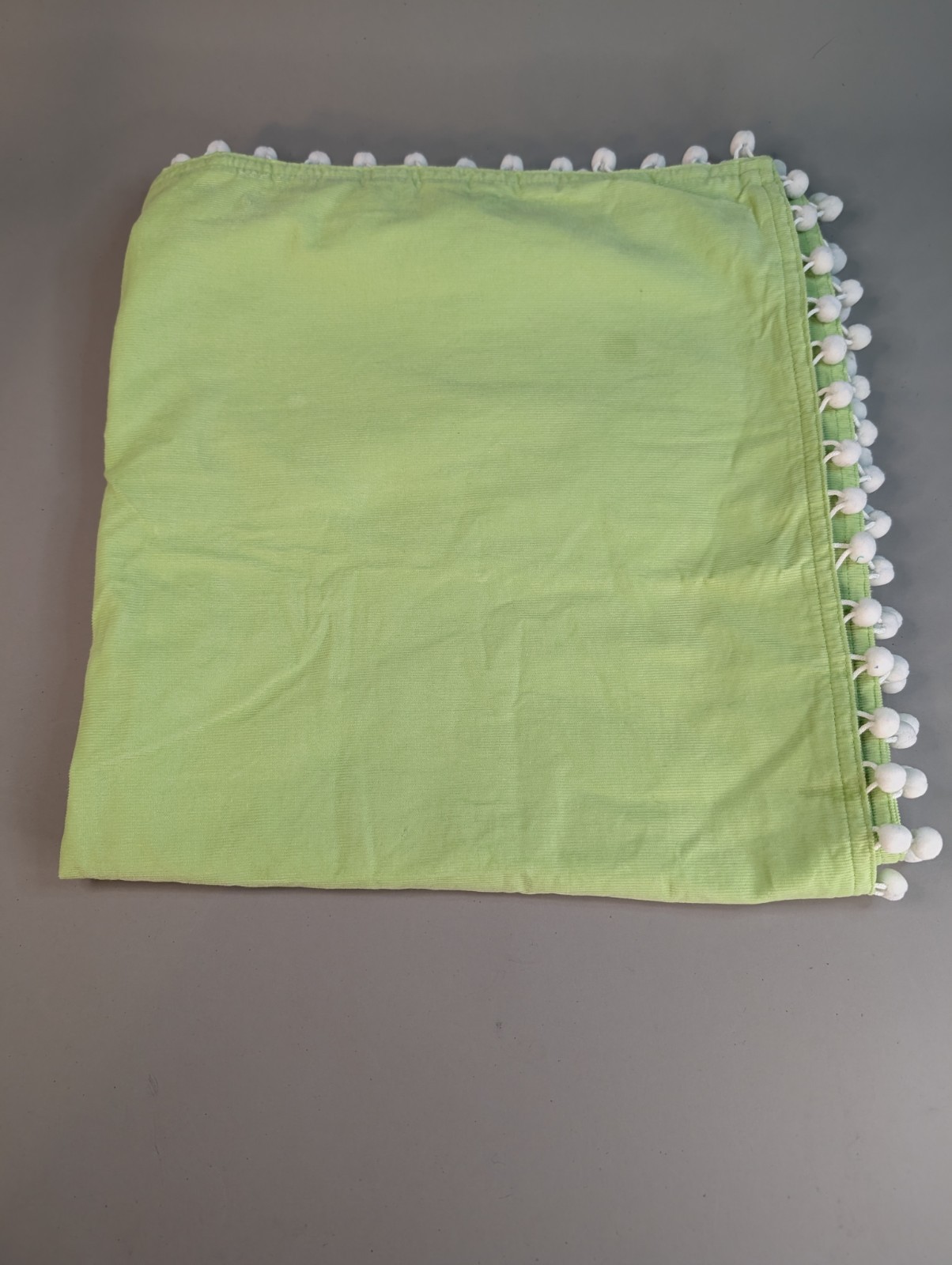 Pottery Barn Teen Muffy Cord Drape Green Cotton Pom Poms 63″ x 44″ Set of 2