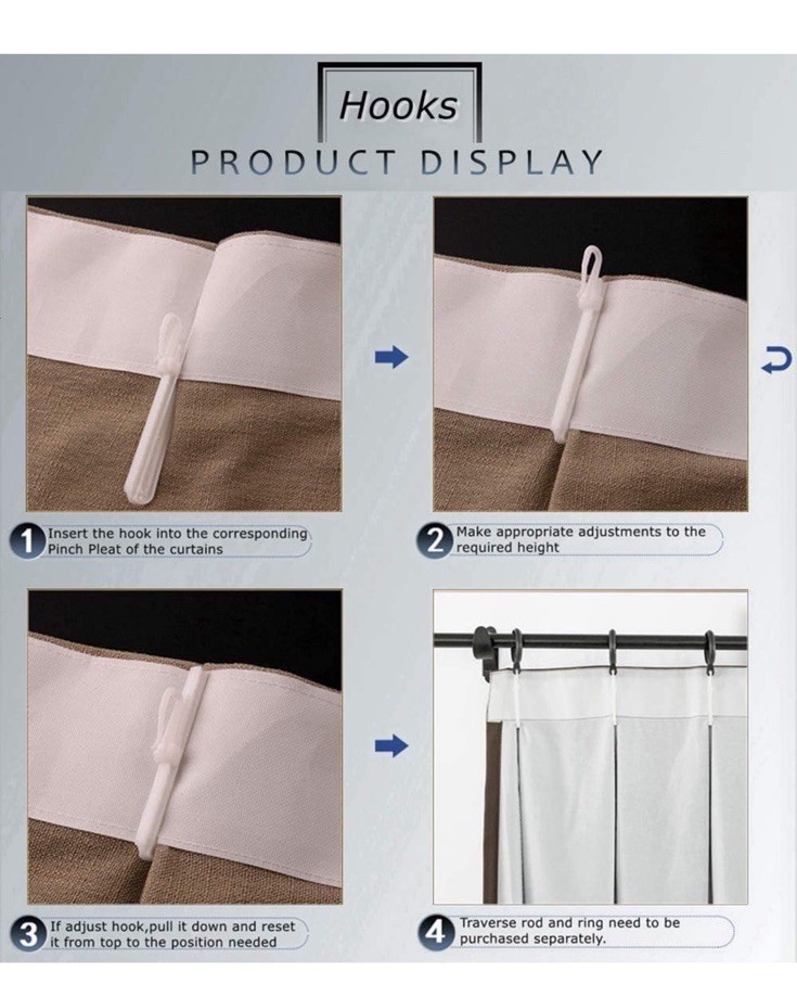 TWOPAGES Pleated Curtain Unlined Room Darkening Drapery Set Of 4) 50”Wx102”L