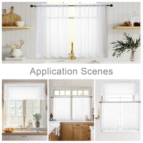 Cafe Curtains 36 Inch Length Tier 2 Pieces, 42″W x 36″L (Pack of 2) White
