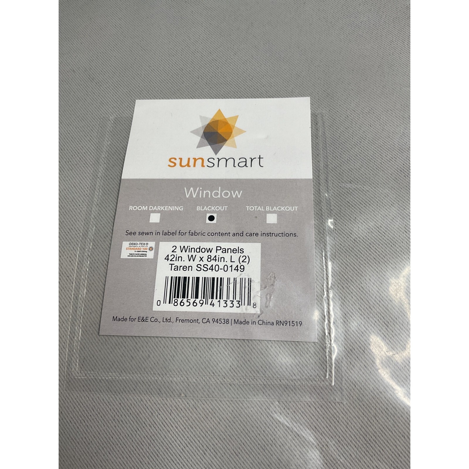 SunSmart Gray Solid Thermal Set of 2 Panel Curtain 42in x 84in