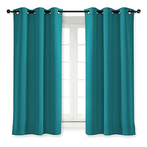 Kitchen Blackout Window Curtain Panel 42″W x 63″L (Pack of 1) Peacock Teal