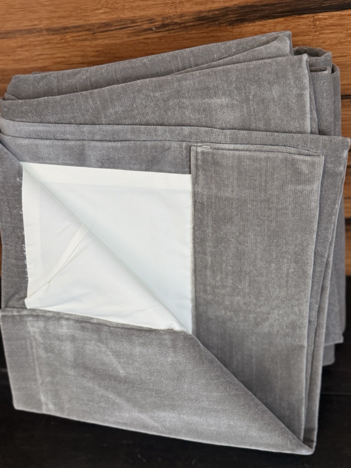 Restoration Hardware Vintage Velvet Drapery Rod Pocket 50″W x 96″L Fog $320