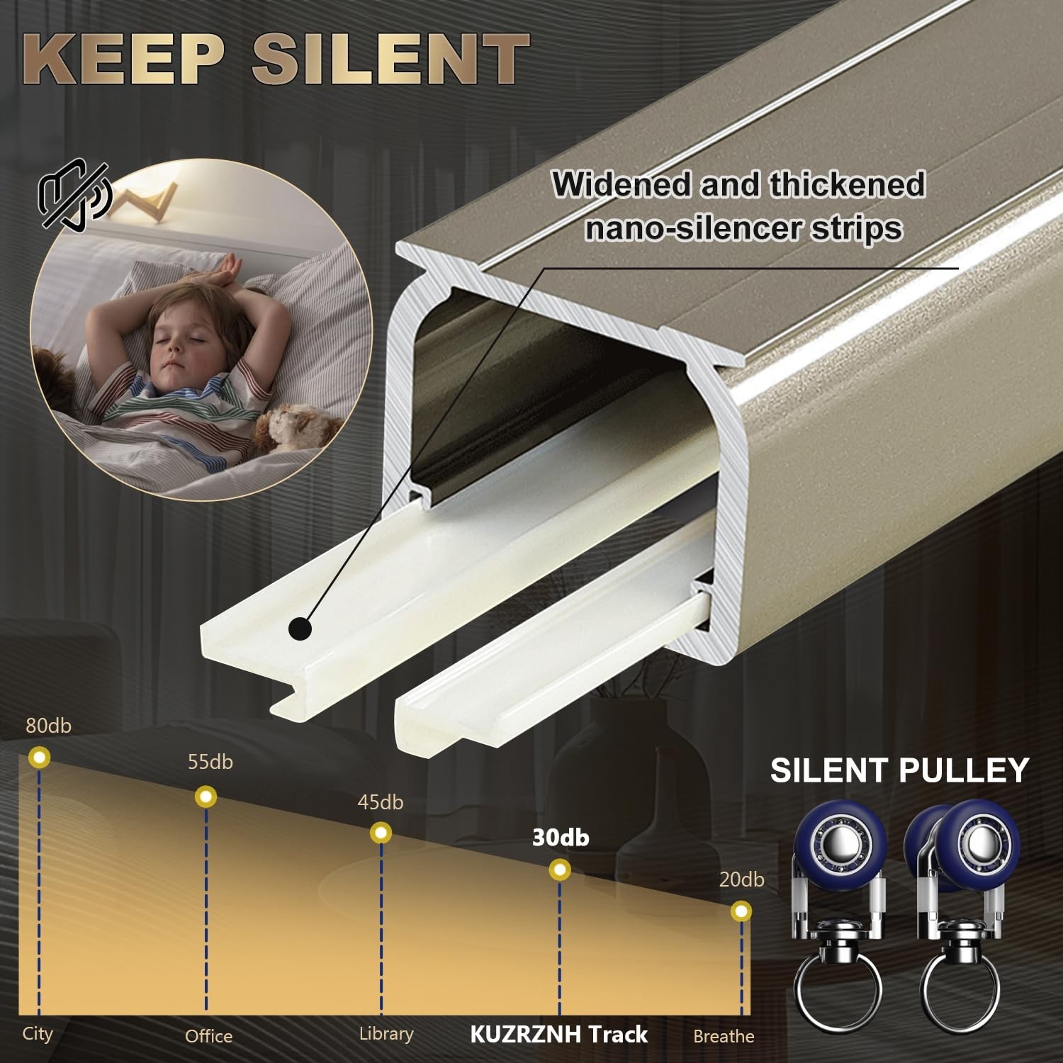 Ceiling Curtain Track Wall Mounted, Aluminum Heavy-Duty Sliding Rails for Win…