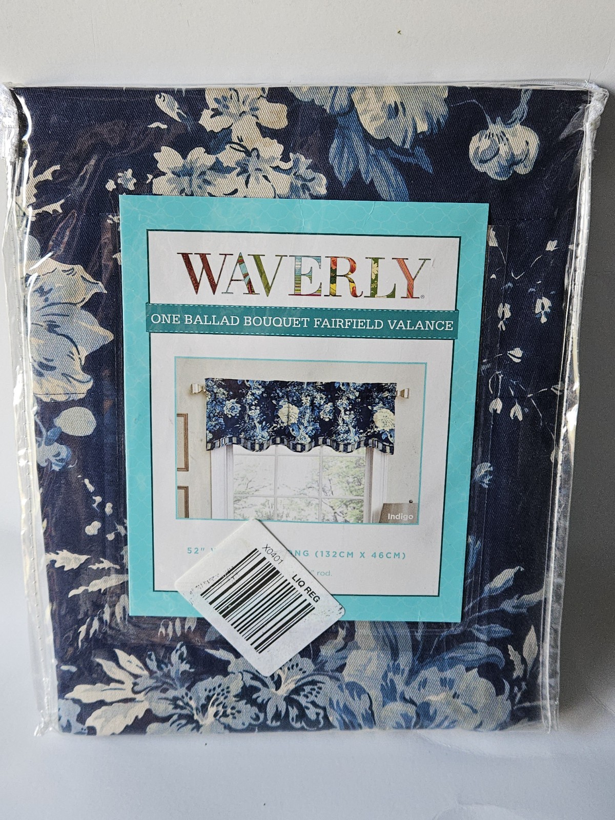 Waverly BALLAD BOUQUET Valance in Indigo Blue Floral FAIRFIELD 52×18 NEW