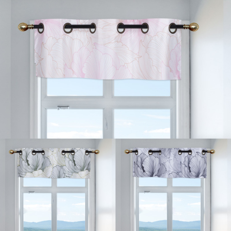 2PC SMALL VALANCE FLORAL GROMMET LINED BACKING WINDOW CURTAIN PANEL PRIVACY 18″