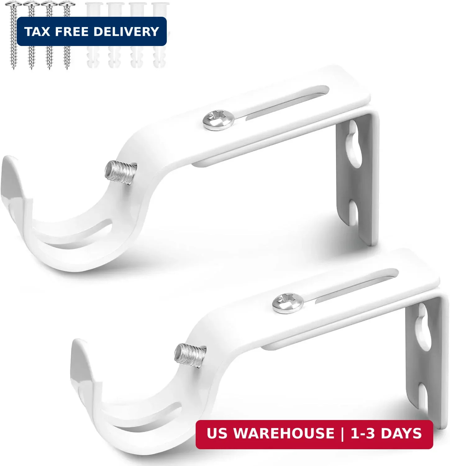 White Curtain Rod Bracket, Curtain Rods Holders, Drapery Rod Bracket Supports Up