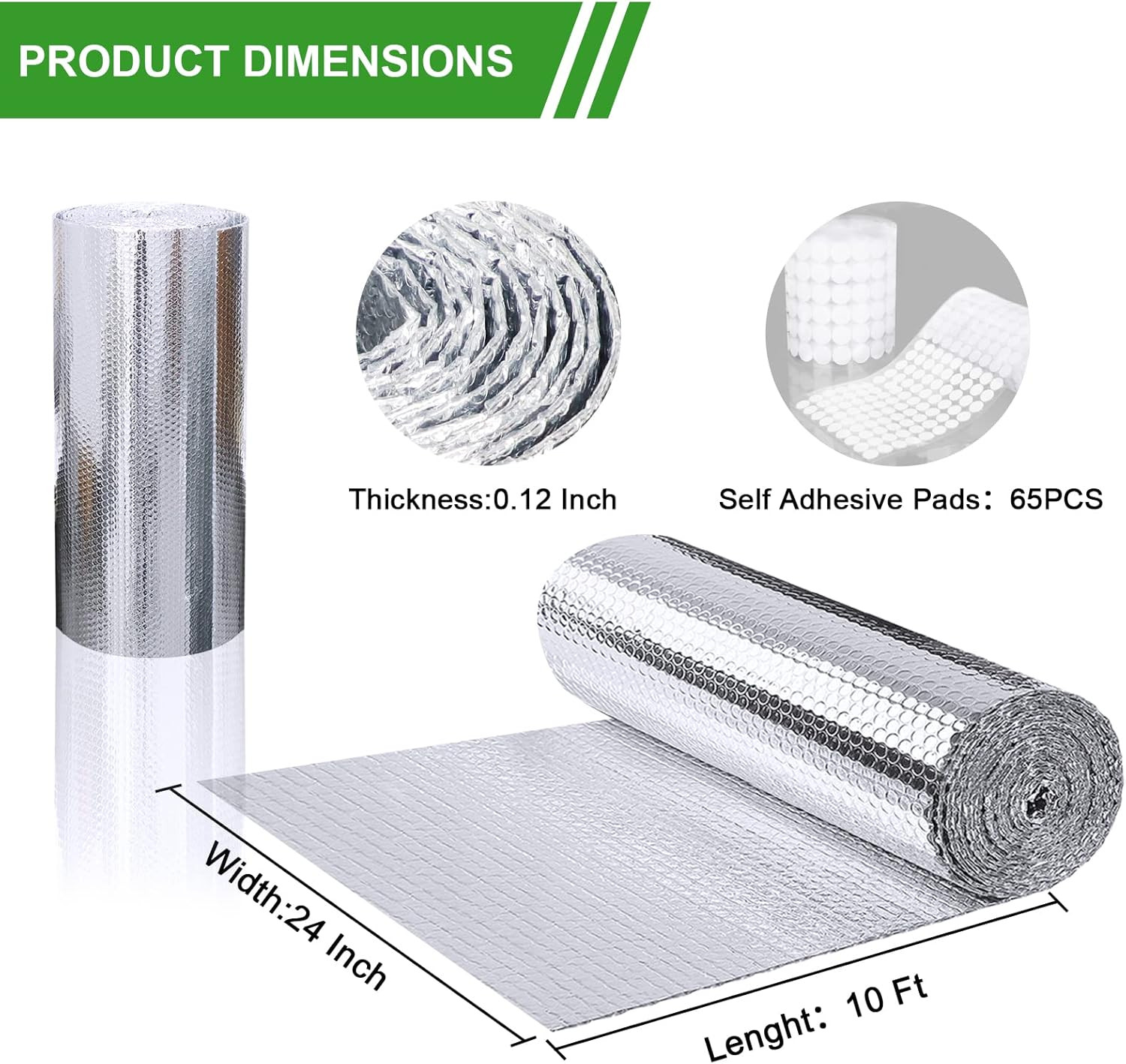 Reflective Double Bubble Insulation Roll 23.6″x10Ft RV Window Heat Barrier Film