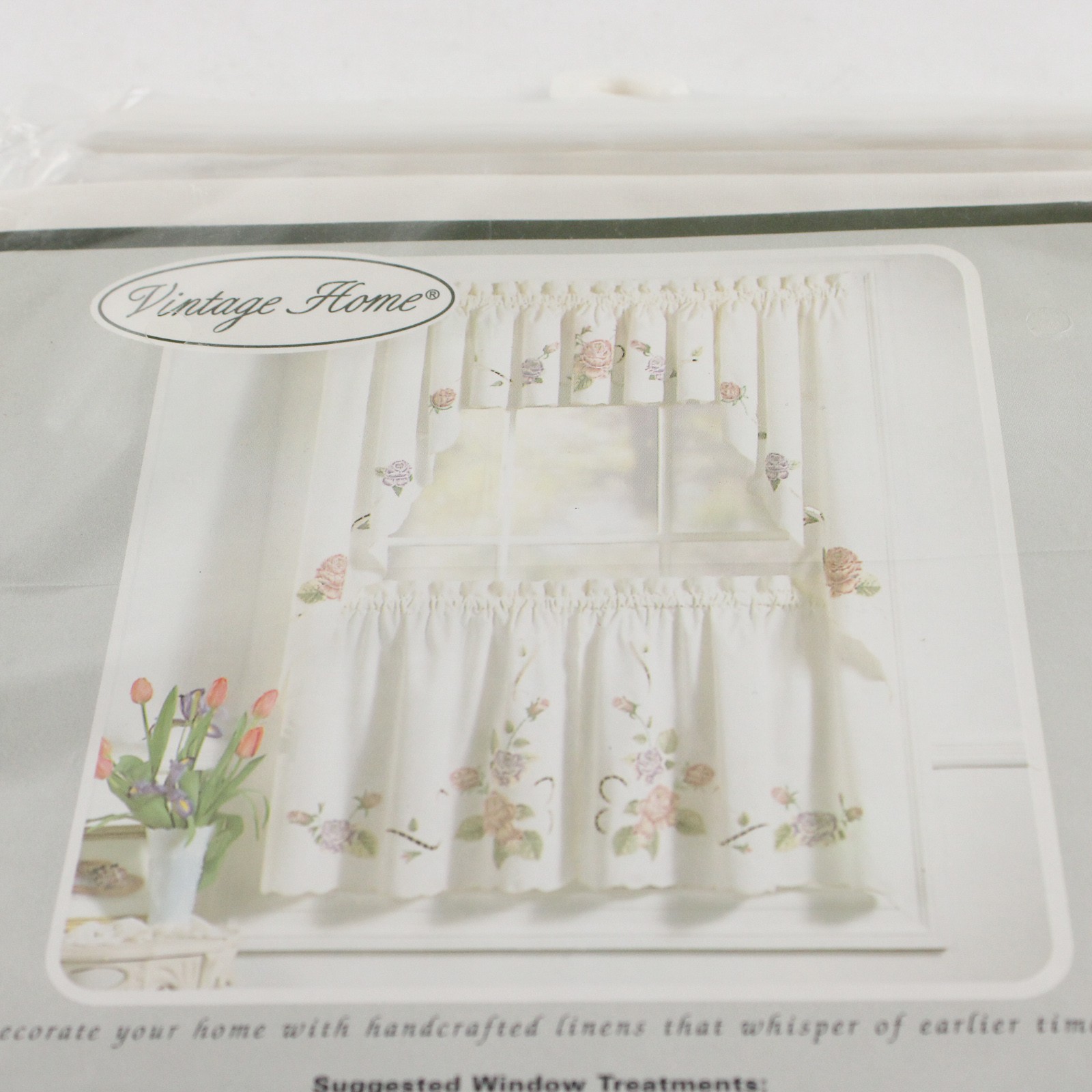 Vintage Home “Mandy” Valance Hand Embellished 60” x 13” Eggshell, New in Pack