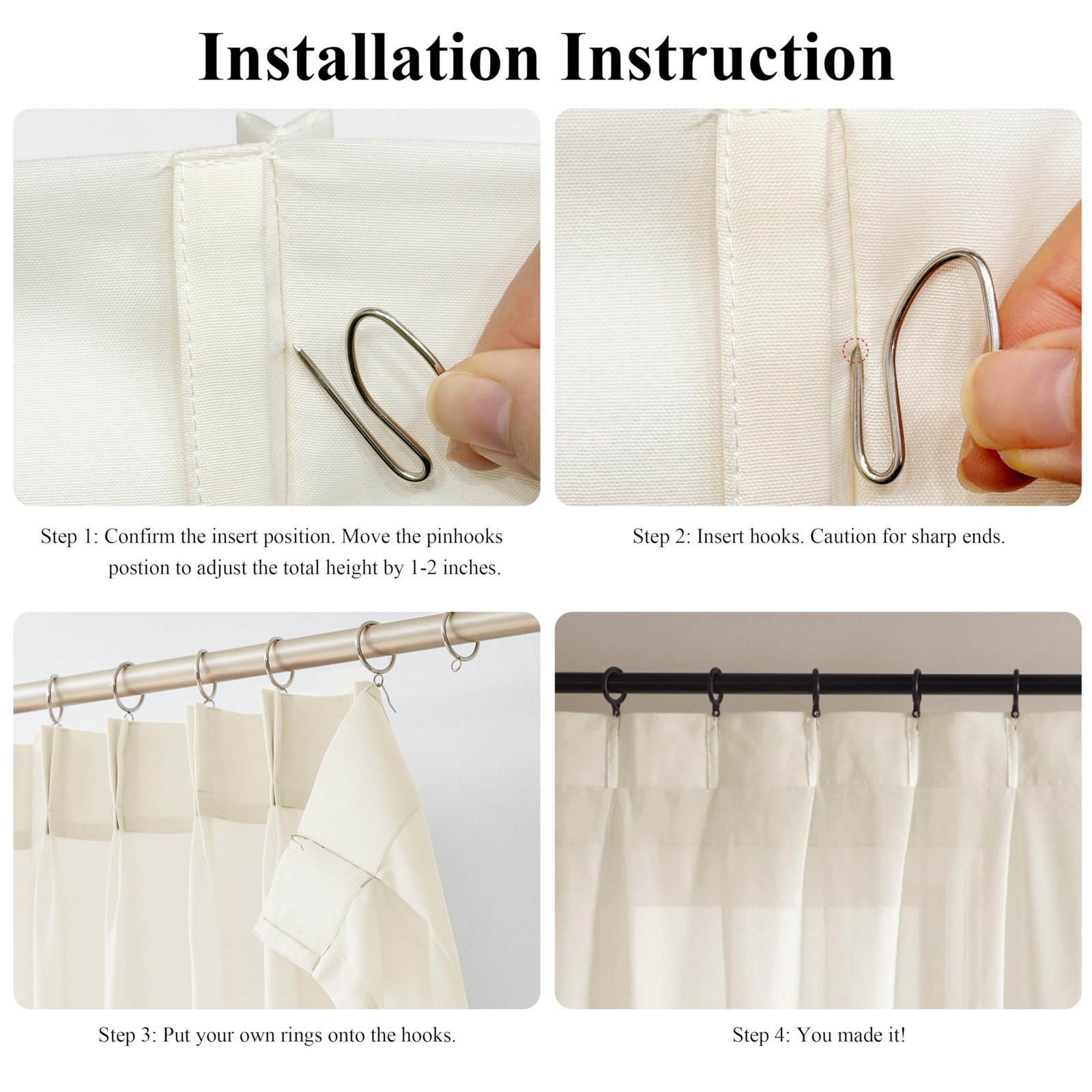 95 Inches Long Egret Ivory Pinch Pleated Sheer Curtains for Bedroom Living Ro…