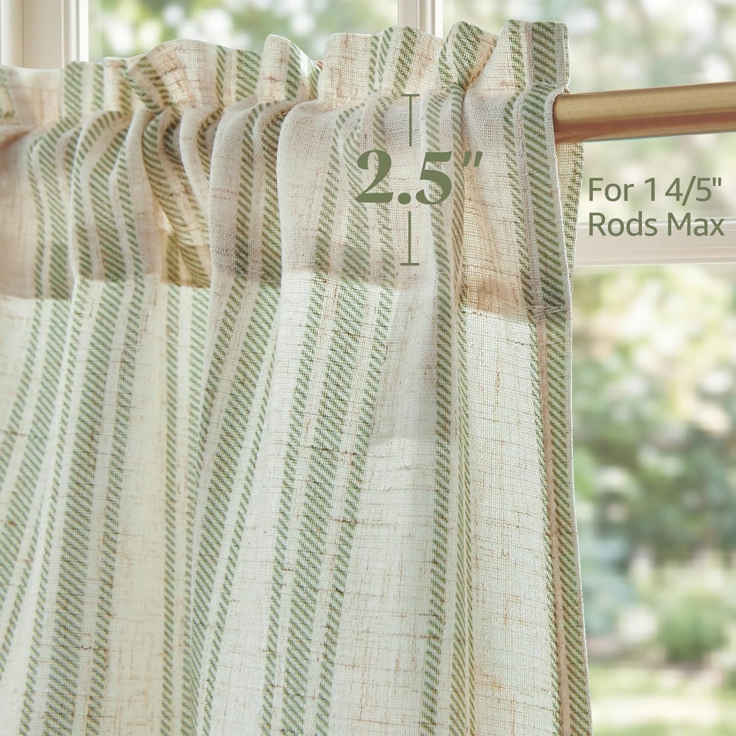 Striped Linen Kitchen Curtains 24 Inch Cafe Tier Curtains Balanced Stripe