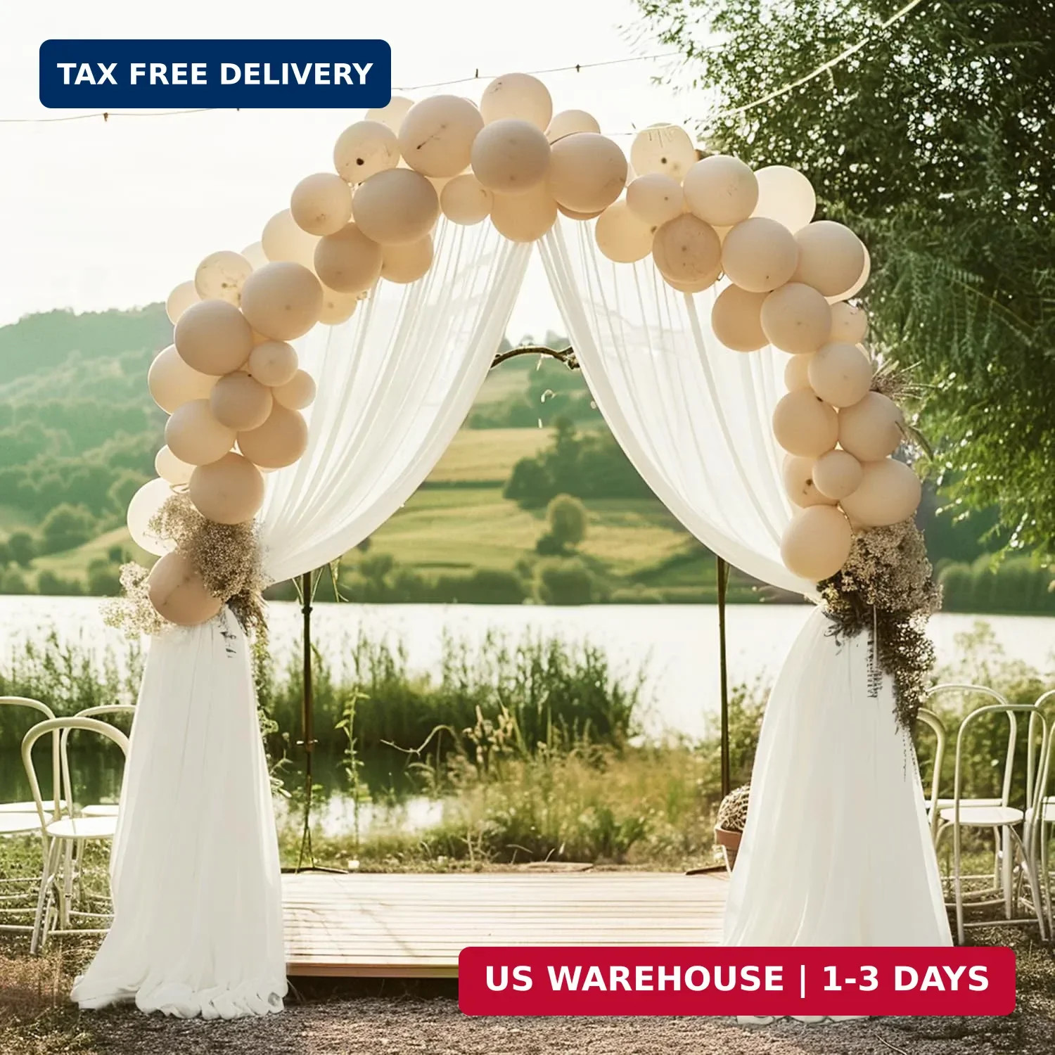 28.7″ x 20FT Ivory Wedding Arch Draping Fabric Sheer Backdrop for Ceremony