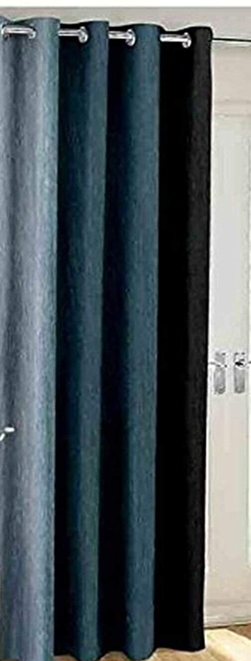 2 Piece Ombre Black Eyelet Ringtop Grommet Door Window Curtains Set 5 7 8 9 Feet