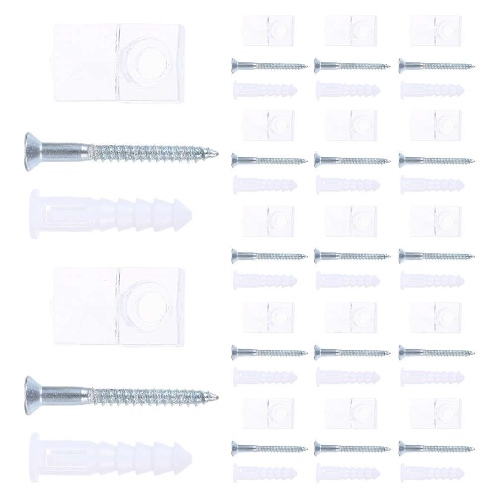 30 Sets Glass Plastic Retaining Clip Cabinet Fasteners Mirror Holders
