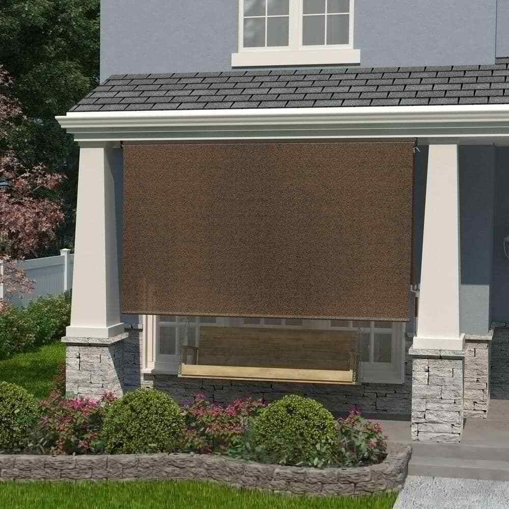 Coolaroo Exterior Roller Shade Walnut Fade Resistant Fabric 48 in. W x 96 in. L