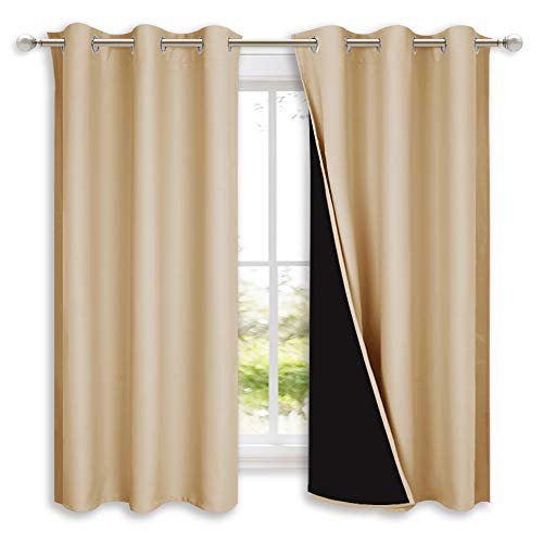 Bedroom Full Blackout Curtain Panels, 42″W x 63″L (Pack of 2) Biscotti Beige