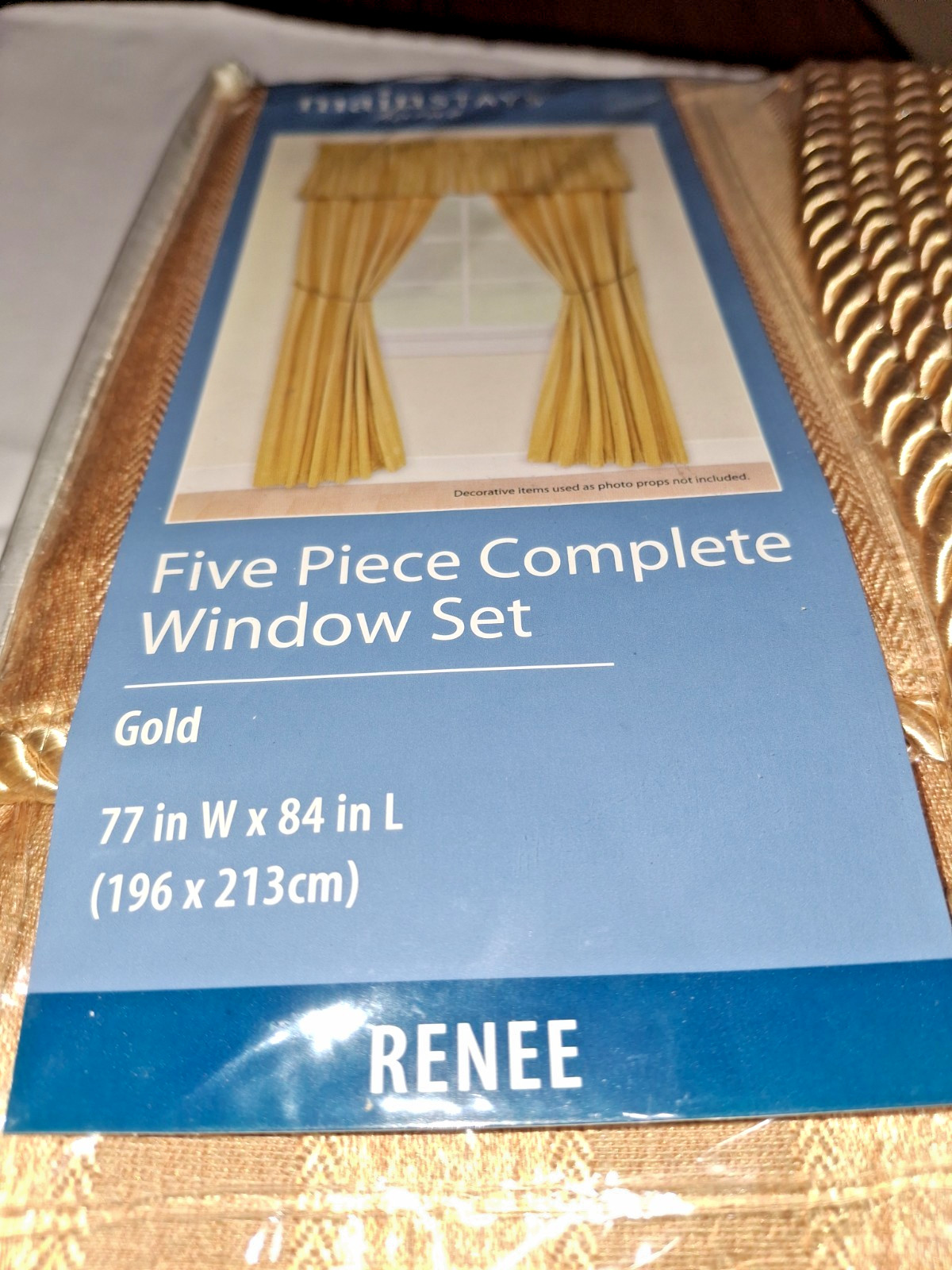 Mainstays Home Five Piece Complete Window Set gold 77”W x 84”L NEW