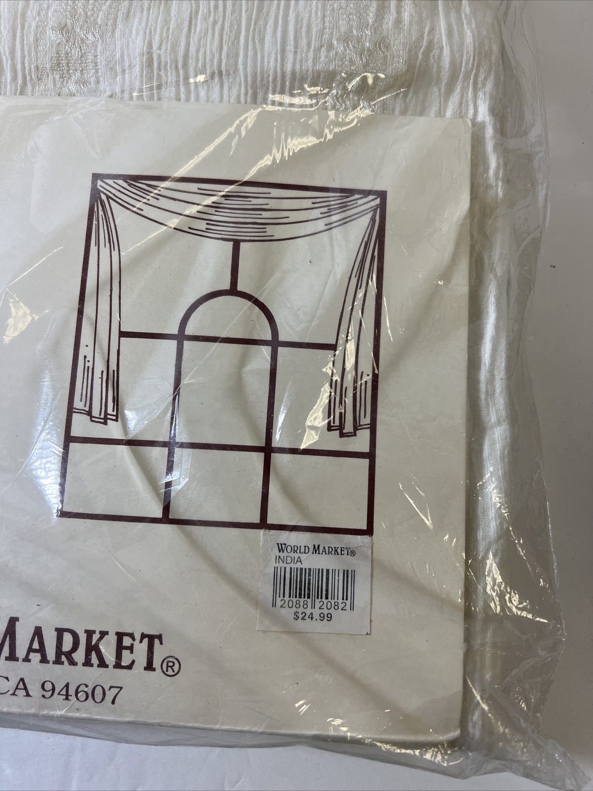 ~ Vintage Swag Panel Window Curtain Embroidered White 40”x 180” NEW Lot Of 2