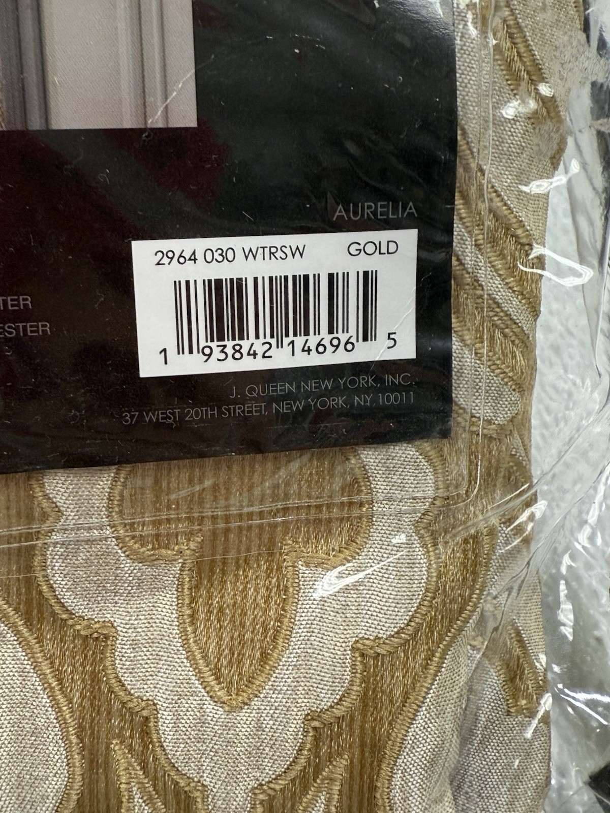 J Queen waterfall valance Aurelia 49” x 33” Gold New In Package