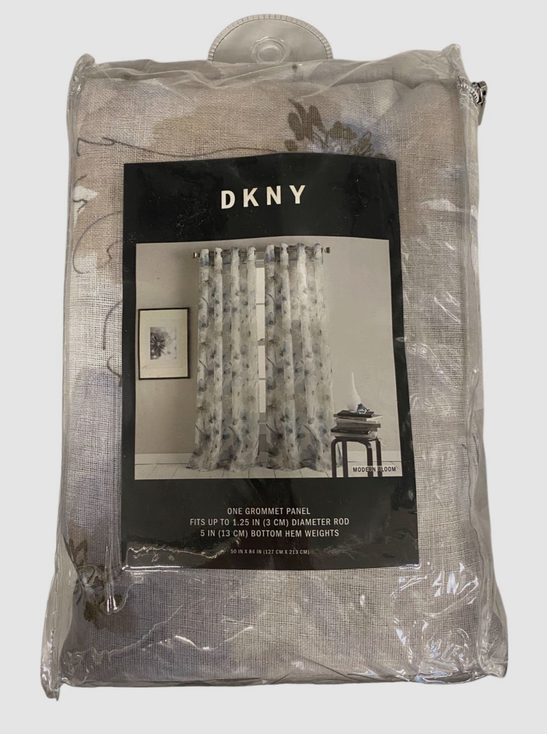 DKNY Gray Modern Bloom Curtain Panel Size 50″ x 84″