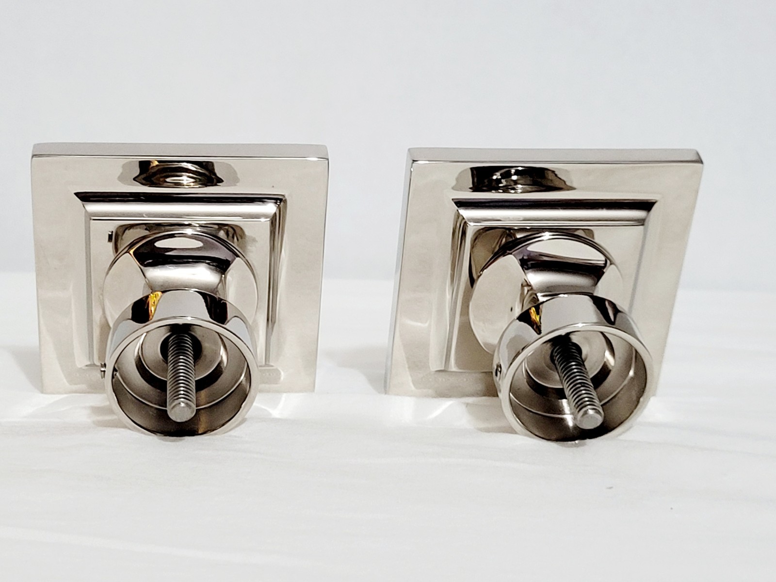 Restoration Hardware Easton Square Solid Brass Medium Finials Polished Nickel