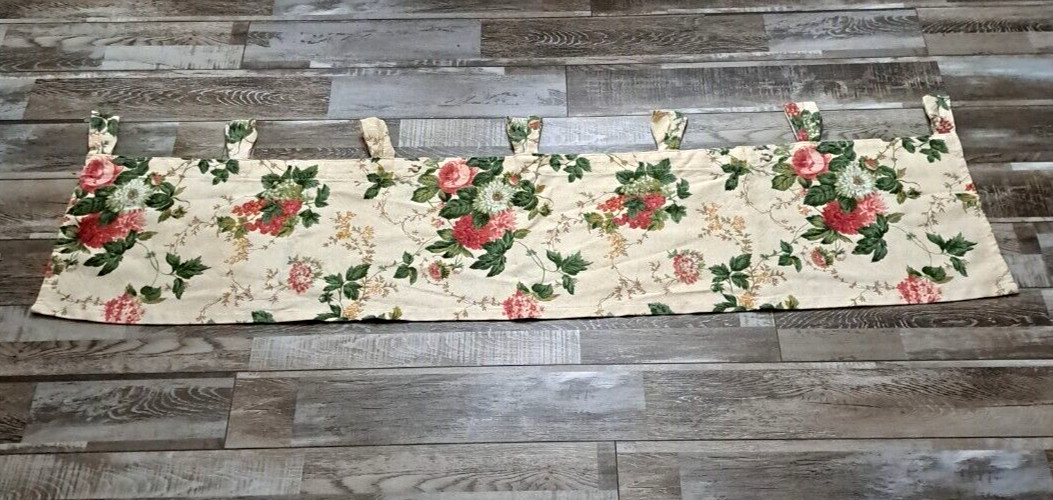 Waverly Garden Room Valance Floral Ivory Pink Green Gold Country Cottage 60×16