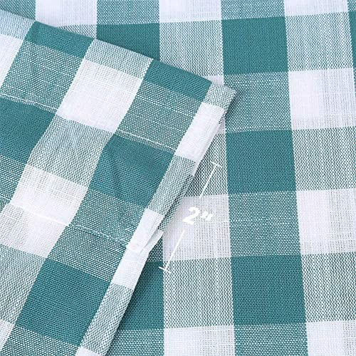 Teal Dark Blue Buffalo Check Valance for Kitchen, Plaid Gingham Teal/White