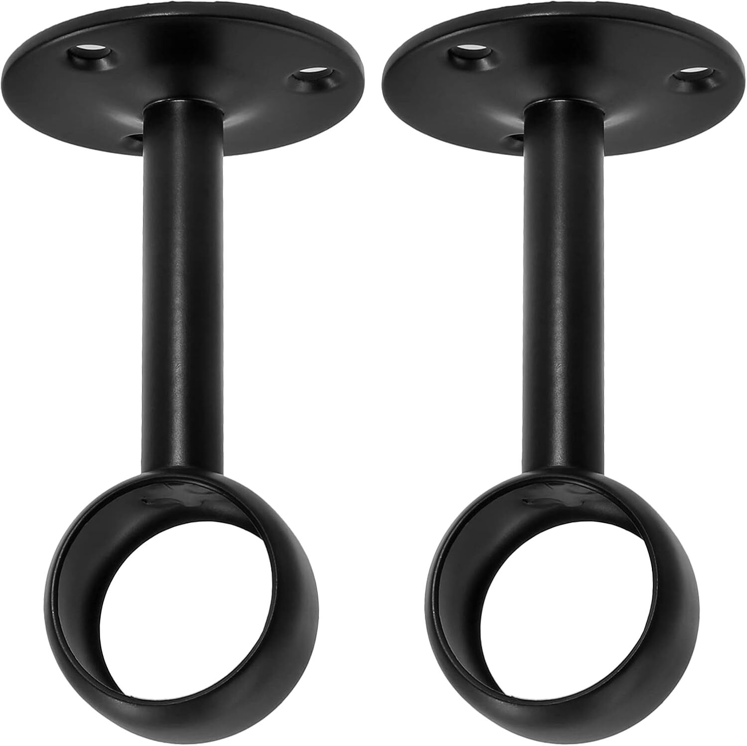 2 Pcs 1 Inch Ceiling Mount Curtain Rod Bracket, Flange Closet Rod Holder