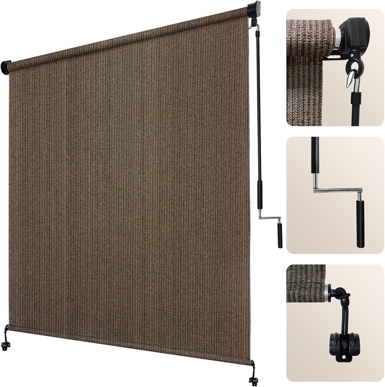 UV Protective Patio Roller Blind – 12ft x 8ft – Mocha