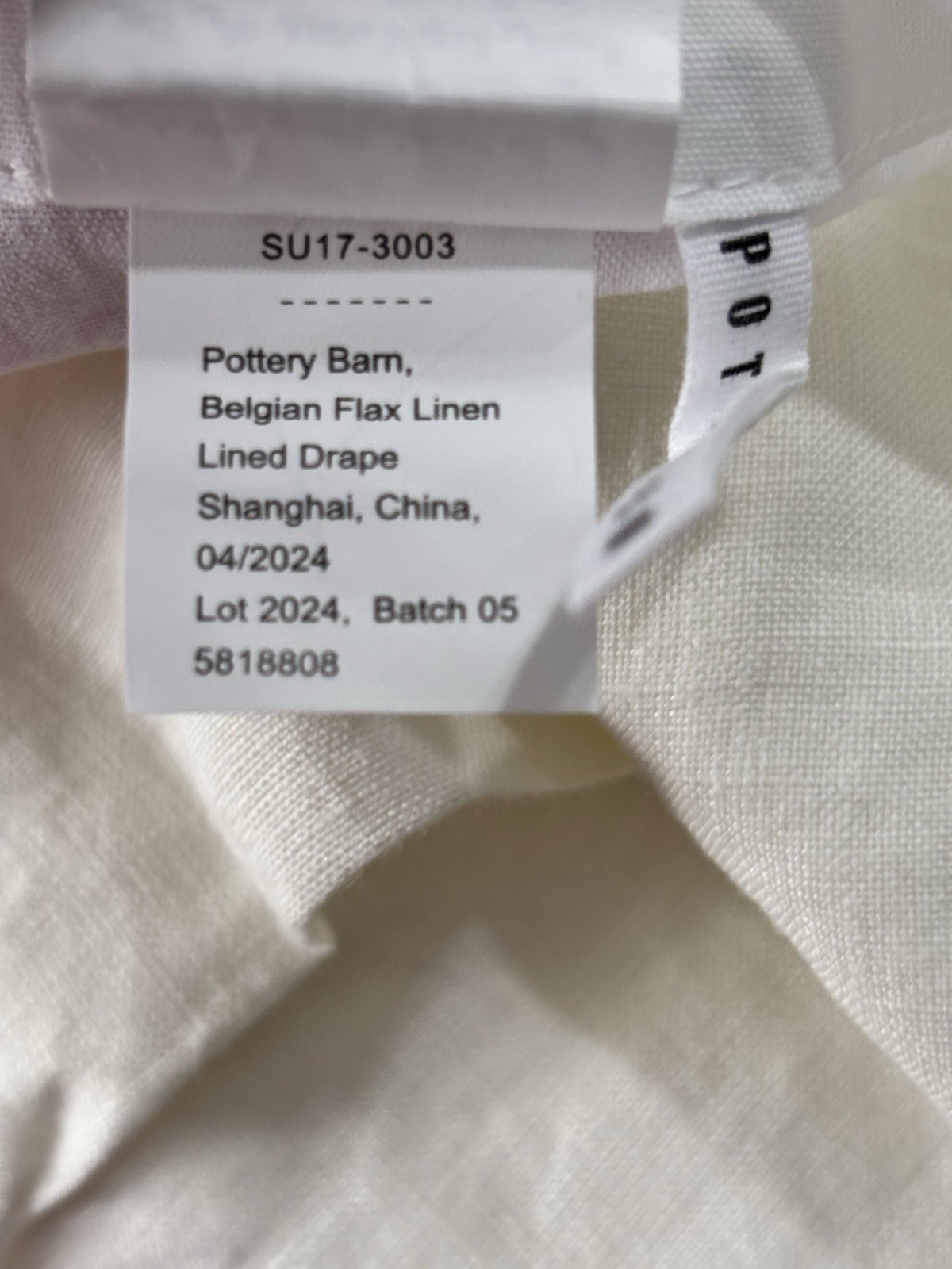 Pottery Barn Belgian Flax Linen Curtain ~ 50” x 84” ~ Ivory ~ Light Filtering