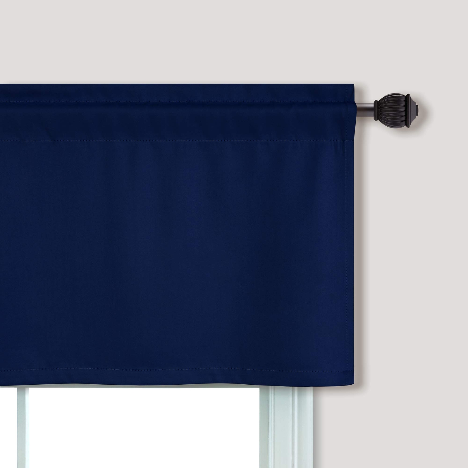 Navy Blue Window Valances For Kitchen 2 Pack Rod Pocket Blackout Light Blocking