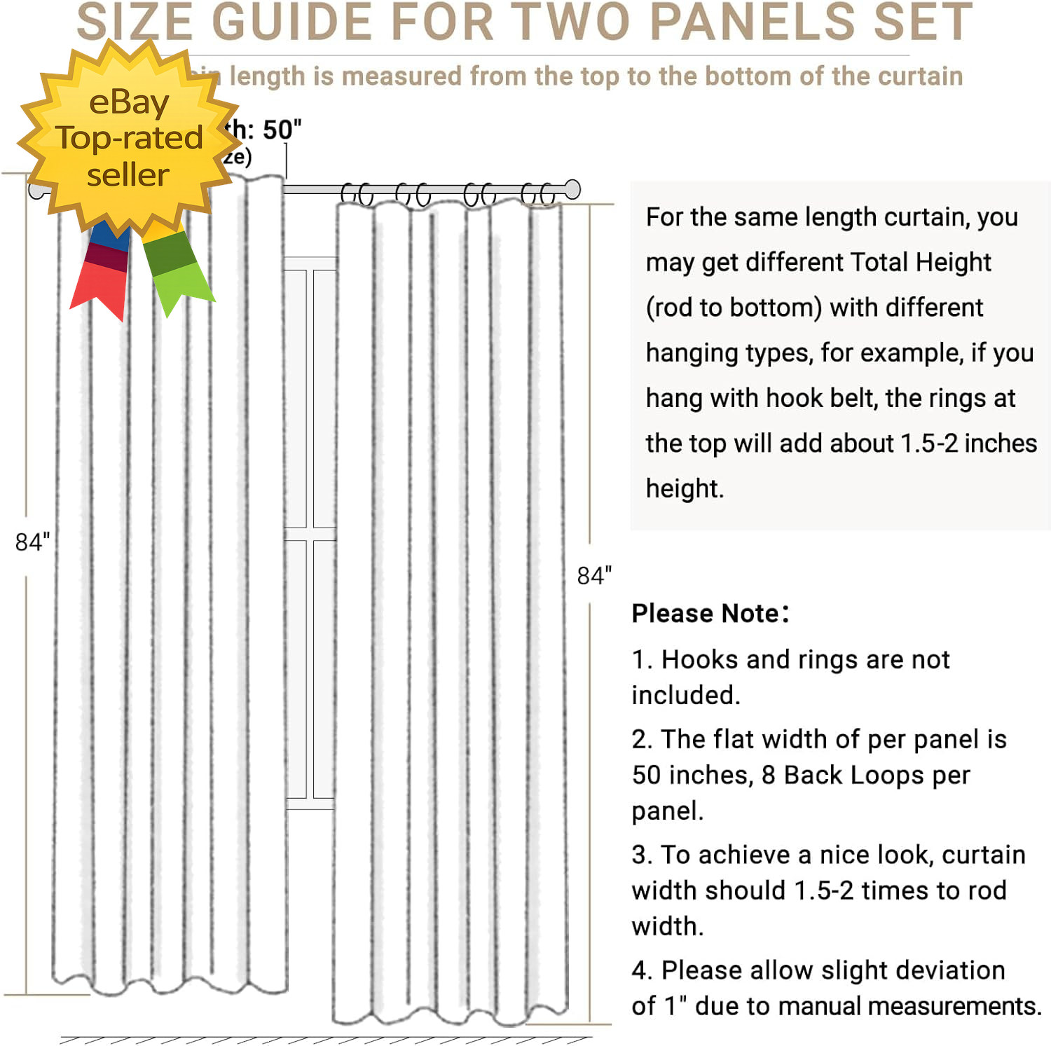 Blackout Curtains for Bedroom 84 Inches Long, Back Tab/Rod Pocket Living