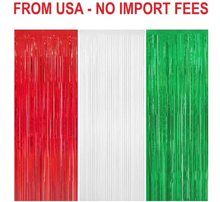 3 Pack Christmas Tinsel Foil Fringe Curtain 8×9.84 Ft Backdrop Curtain Red White