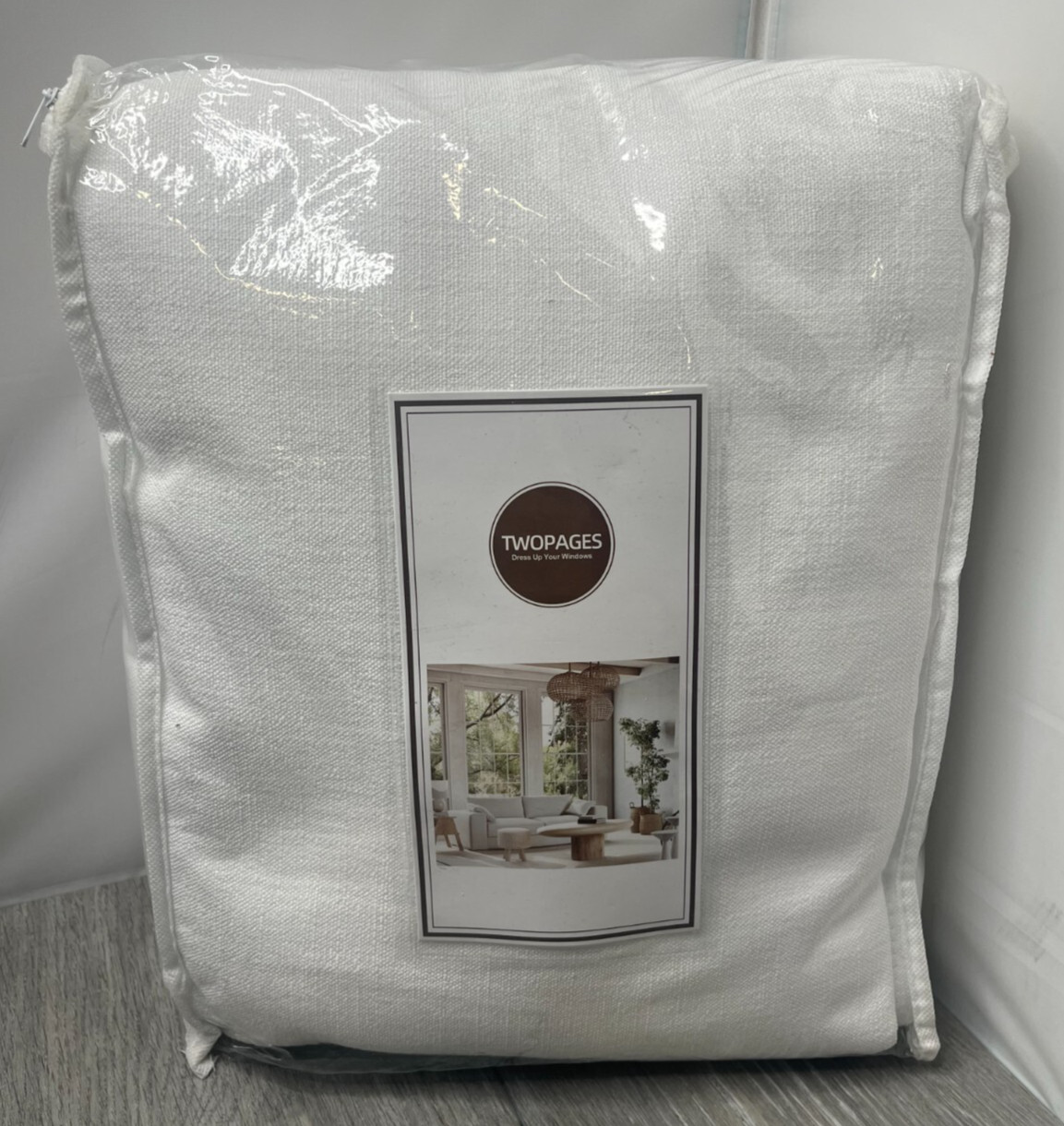 TWOPAGES 100″W x 84″L Pinch Pleat Darkening Faux Linen Drape Snow White 1 Panel