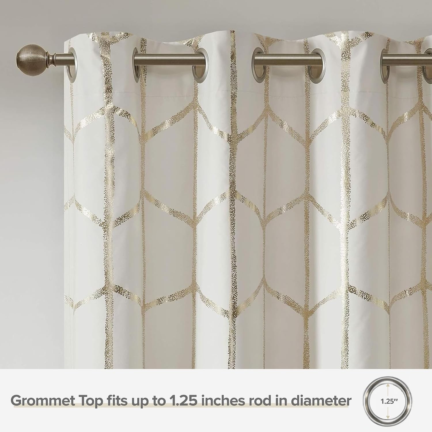 Trendy Geometric Design Window Panel, 100% Blackout, 50″x84″