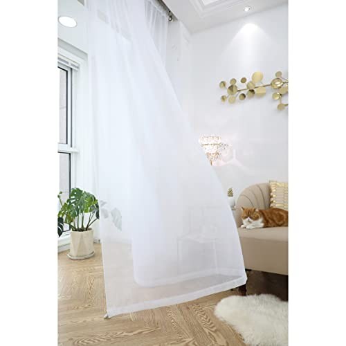 Window Sheer Curtains 84 Inches Long 2 Panels 52″W x 84″L (Pack of 2) White