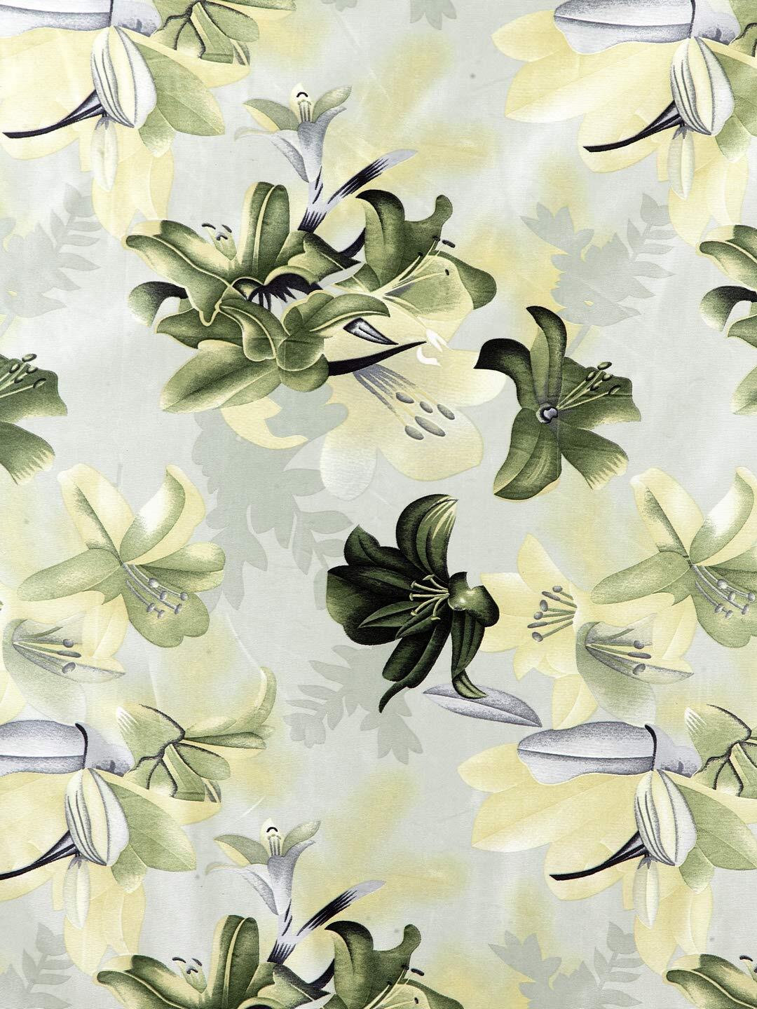 Flower Polyester 7 ft Door Curtains Green 2 Pieces