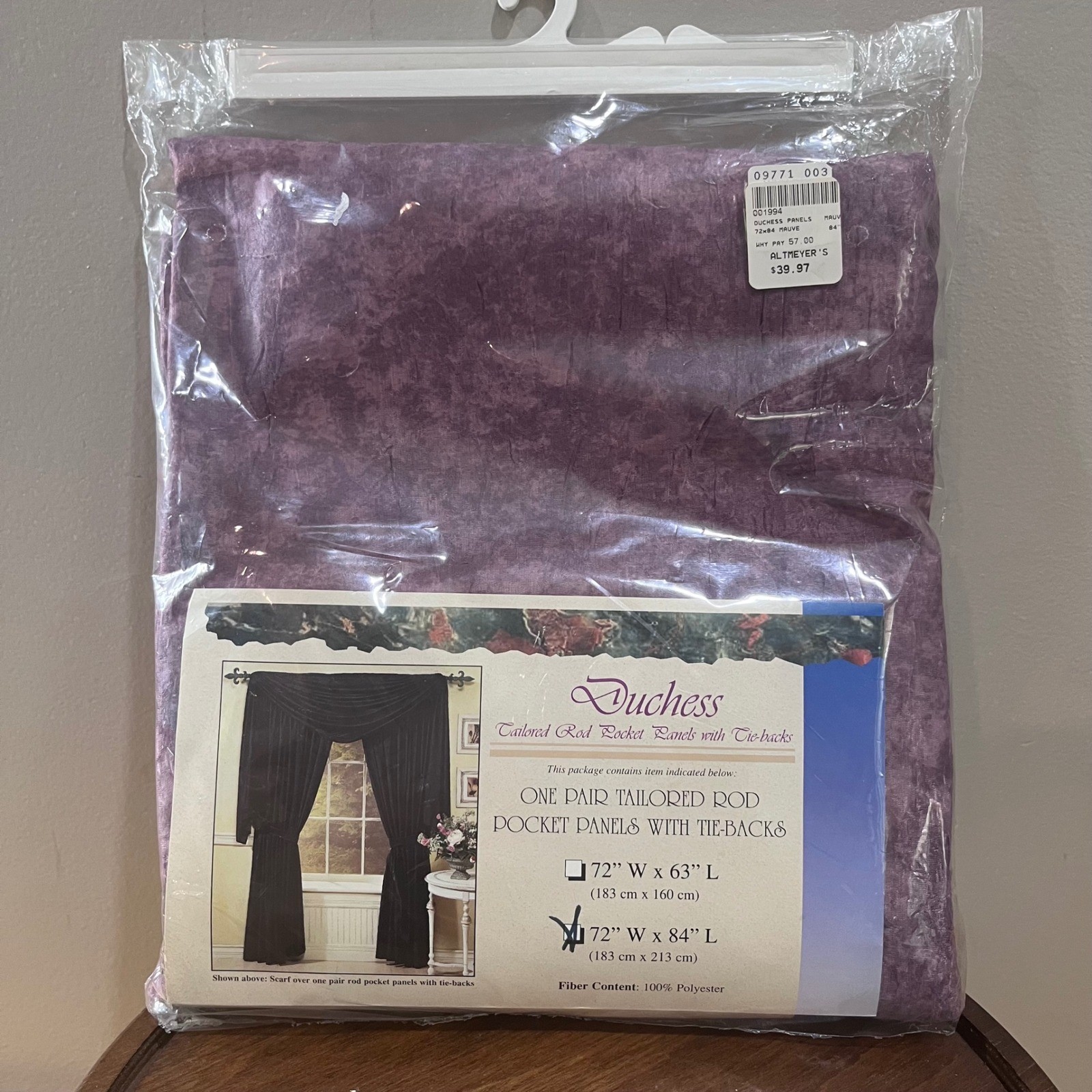 Achim Duchess Mauve Rose Rod Pocket Curtain Panels 72×84 Vtg Regency Style 950
